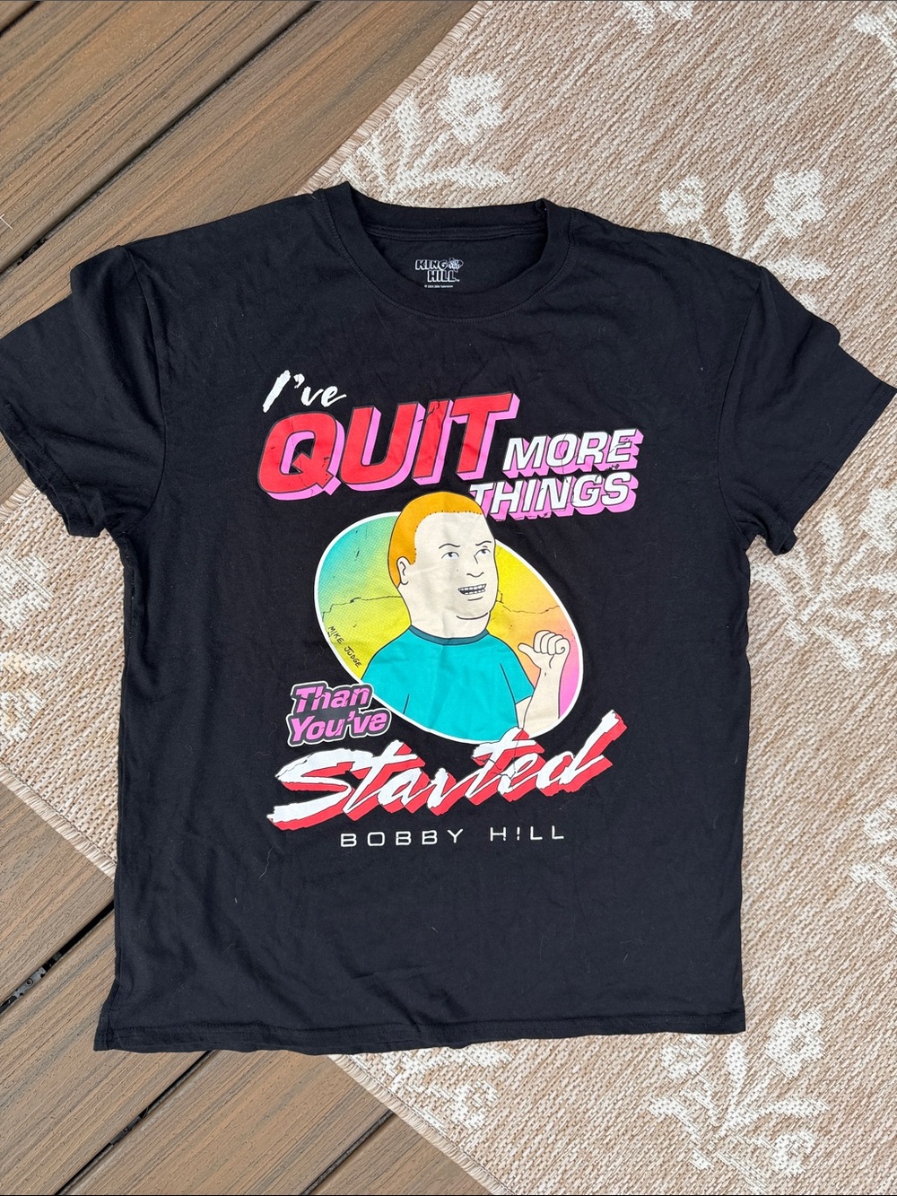Bobby Hill "I've Quit More Things" Black Graphic Tee
